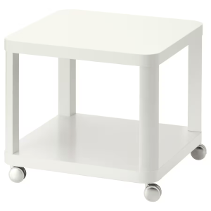 Side table on casters, white